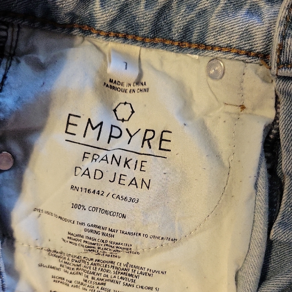 Empyre Light Blue Distressed Jeans with Red Accents - Picture 2 of 9